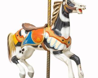 Lot 155 Marcus Charles Illions (Lithuanian/American, 1871-1941) Carousel Horse 1906, 'Boblo Island Illions Middle Row Jumper', H 50" W 14" L 54"