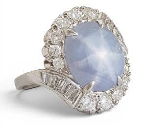 Lot 3 Platinum, Star Sapphire and Diamond Cocktail Ring Size 6 10.1 grams 1 PC