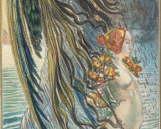 Lot 1025 Carlos Schwabe (Swiss, 1866-1926) Gouache, Ink and Watercolour over Pencil Outlines, on Watermarked Paper 'La Mort from Les Fleurs Du Mal'