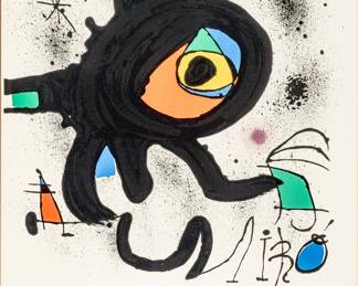 Lot 1033 Joan Miro (Spanish, 1893-1893) Lithograph in Colors on Arches Paper 1973, 'Oeuvre Grave Original', H 29" W 22" 1 PC
