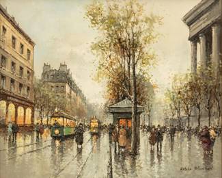Lot 1009 In the Manner of Antoine Blanchard (French, 1910-1988) Oil on Canvas, Ca. 1970, 'Boulevard De La Madeleine', H 20" W 24"