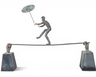 Lot 45 Jerome Soble (American) Bronze Sculpture 1998, 'Control III, from the Mime Series', H 7' W 10' 7"