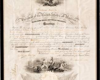 Lot 165 Abraham Lincoln Signed William J. Lamdin Naval Engineering Appointment Document, Signed by President Abraham Lincoln and Secretary of the Navy Gideon