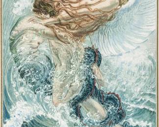 Lot 1026 Carlos Schwabe (Swiss, 1866-1926) Gouache, Ink and Watercolour over Pencil Outlines, on Watermarked Paper 'Spleen Et Ideal from Les Fleurs Du Mal'