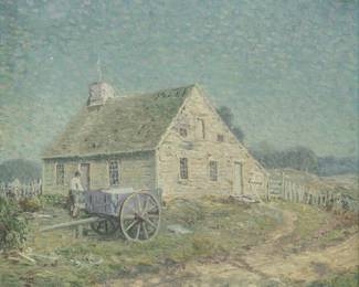 Lot 1002 Wilson Henry Irvine (American, 1839-1936) Oil on Canvas 1915-1920, 'The Old House, Lyme Conn', H 25" W 30"