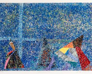Lot 1043 Sam Gilliam (American, 1933-2022) Screenprint in Colors on Wove Paper 1991, 'Bluesette', H 15" W 22"