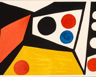 Lot 1032 Alexander Calder (American, 1898-1976) Lithograph in Colors 1971, 'Compsition with Circles', H 29" W 43.1"