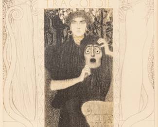 Lot 1024 Gustav Klimt (Austrian, 1862-1918) Collotype on Paper 1897-1900, 'Tragödie (Tragedy) Plate No. 66, For Allegorien. Neue Folge', H 11.75" W 8.5"