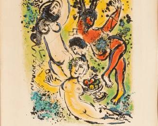 Marc Chagall (French/Russian, 1887-1985) Lithograph in Colors on Wove Paper 1967, 'Take up Again, Muses...Theocritus, from in the Land of the Gods'