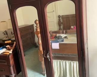 SKU BDA401. Large wooden mirrored armoire 