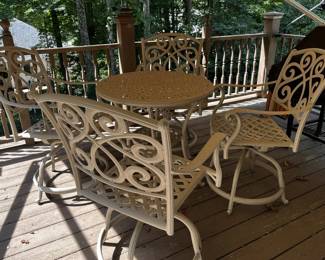 5-Piece Cast Iron Patio Table and Swivel Chair Set