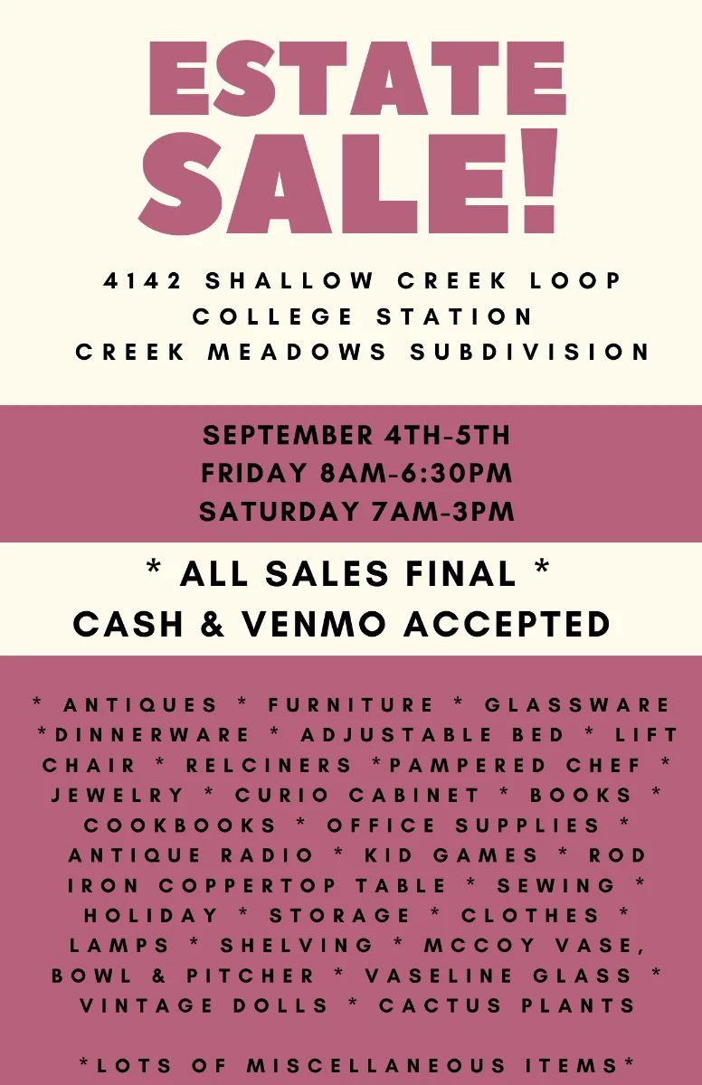 Creek Meadows Estate Sale!