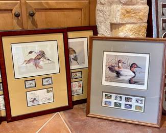 FRAMED SIGNED MIGRATORY BIRD STAMPS