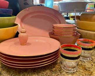 FITZ AND FLOYD PINK DISHWARE