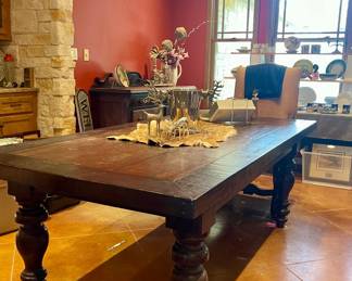 MEXICAN COUNTRY STYLE HEAVY DINING TABLE WITH TURNED LEGS
