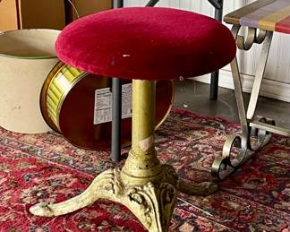 BRASS STOOL WITH VELOUR SEAT