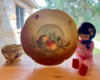 HAND PAINTED ANTIQUE PLATES AND BOWLS
