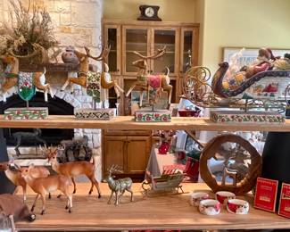 VINTAGE DEER, JIM SHORE SANTA WITH REINDEEER