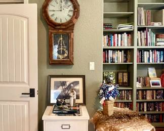 FILE CABINET, DEER HIDE, CLOCKS