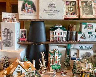 DEPARTMENT 56 VILLAGE BUILDINGS AND ACCESSORIES, TREES AND MORE