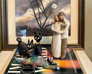 ORIGINAL ART, CAT FIGURINES, COFFEE TABLE BOOKS, WILLOW TREE FIGURES