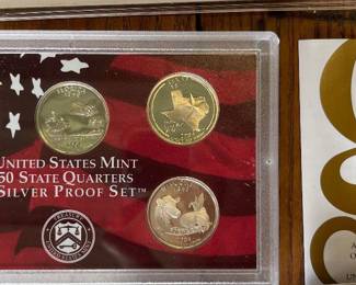 US MINT SILVER PROOF SET, GOLD AMERICAN EAGLE 1/10