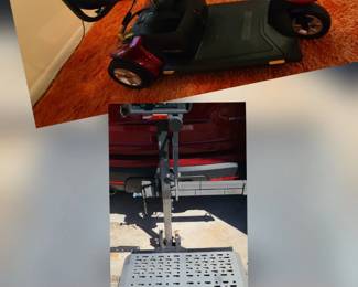 Pride #SG431314095FV0 Go-go Sport travel scooter with NEW batteries & a Harmar AL100 Universal lift. Lift is completely motorized and has the swing away arm allowing vehicle access. Manuals & keys included