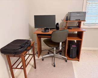 Computer desk, table, chair