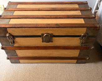 Lined antique steamer trunk