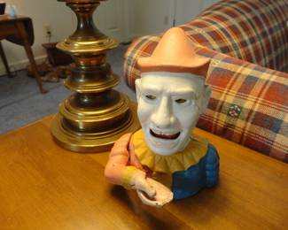 Humpty Dumpty Cast Iron Mechanical Clown Bank by Chalres Shepard and Peter Adams