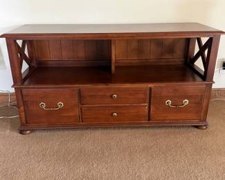 Lot #88- Ethan Allen Wood Media Console with Open Shelving