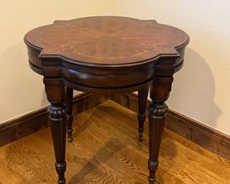 Lot #46- Ethan Allen Scalloped Marquetry Accent Table