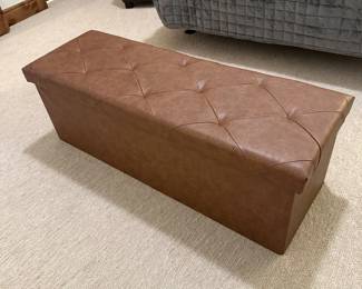 Lot #20- Brown Tufted Storage Bench Ottoman