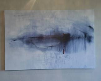 Lot #60- Samir B. Blue & Gray Abstract Canvas Painting 60 x 40