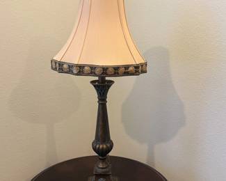 Lot #48- Ornate Bronze-Tone Table Lamp with Bell Shade
