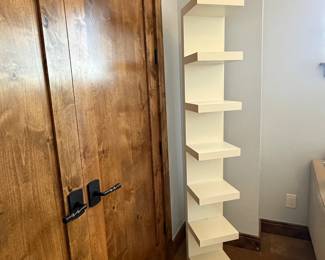 Lot #76- Tall Narrow White Zigzag Open Shelf Tower