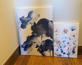 Lot #52- Two-Piece Blue Botanical Canvas Wall Art Set