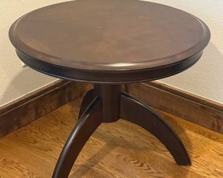 Lot #47- Round Dark Wood Pedestal Accent Table