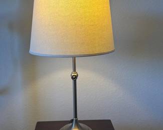 Lot #70- Brushed Metal Table Lamp with Fabric Drum Shade