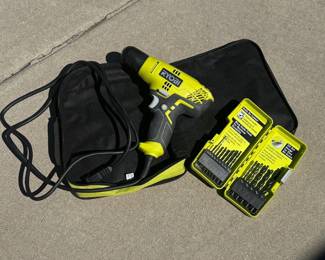 Lot #23- Ryobi Corded Drill with Bit Sets & Carrying Case