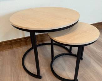 Lot #14- Two-Piece Round Nesting Side Table Set