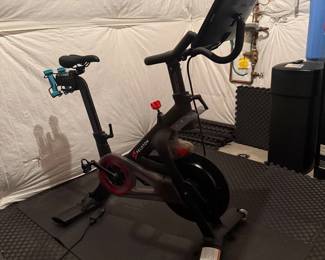 Lot #1- Peloton Stationary Exercise Bike with Shoes & Accessories