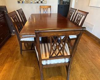 Lot #54- Ethan Allen Seven-Piece Dining Set with Extension Leaf