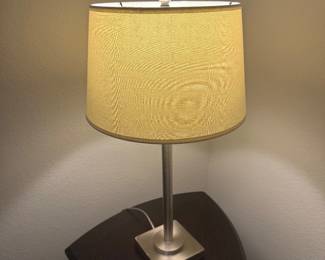 Lot #17- Brushed Nickel Table Lamp with Drum Shade
