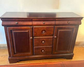 Lot #58- Traditional Cherry-Finish Sideboard Buffet with Six Drawers