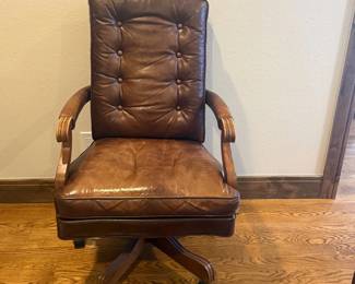 Lot #43- Ethan Allen Brown Leather Tufted Executive Chair