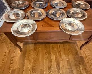 Lot #55- Pottery Barn Hammered Metal Plates Set of 10