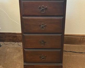 Lot #71- Narrow Dark Wood Four-Drawer Accent Chest