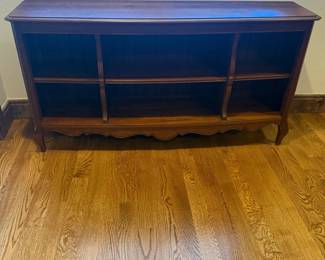 Lot #51- Dark Wood Six-Cubby Low Bookcase Console
