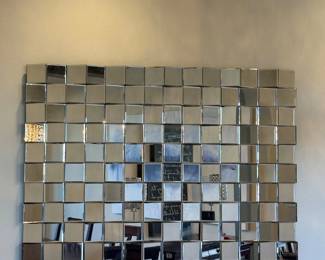 Lot #59- Large Grid Mosaic Beveled Wall Mirror 55 x 39